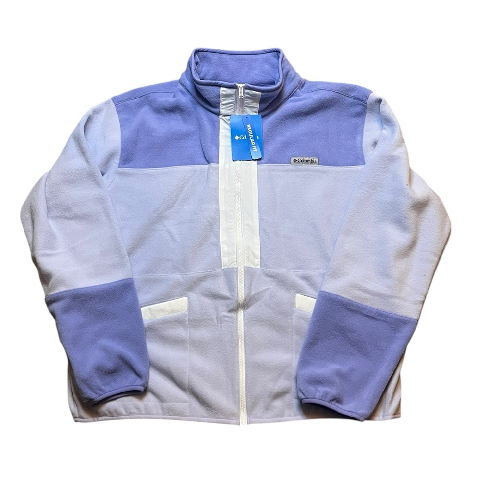 Columbia Women’s XL Fleece Falls Full Zip Lavender Color Block Pockets MSRP $70